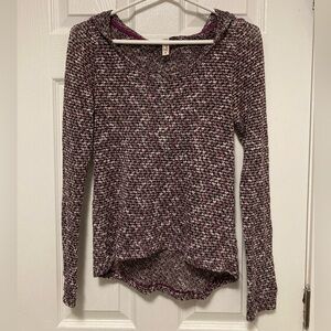 Mudd Y2K Maroon Wine Marbled Scoop Neck Long Sleeve Hoodie #RB
